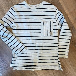 Zara Kids Cream and Navy Striped Long Sleeve Tee